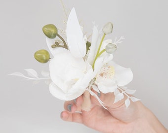 蘭のブートニア ブートニア ウェディング ブートニア ブートニア コサージュ 花婿の付添人 花婿 グリーン 造花 ウェディング デコレーション