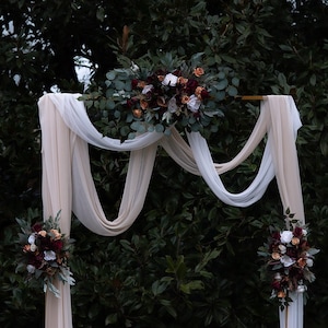 Burgundy Orange Rust Terracotta Wedding Arch Arrangement Arbor Ties Arrangements Burgundy Cream Ivory Eucalyptus Wedding Maroon Package