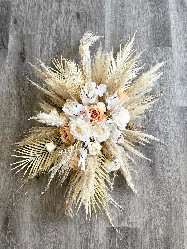 BOHO Pampas Grass Wedding Arch Arrangement Rustic Arbor Etsy