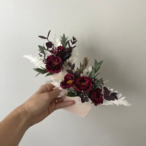 Pocket Boutonniere Burgundy Boho Burgundy Wedding Boho Bridal Bouquet Wedding Bouquet Greenery Artificial Flowers Bridesmaid Bouquet