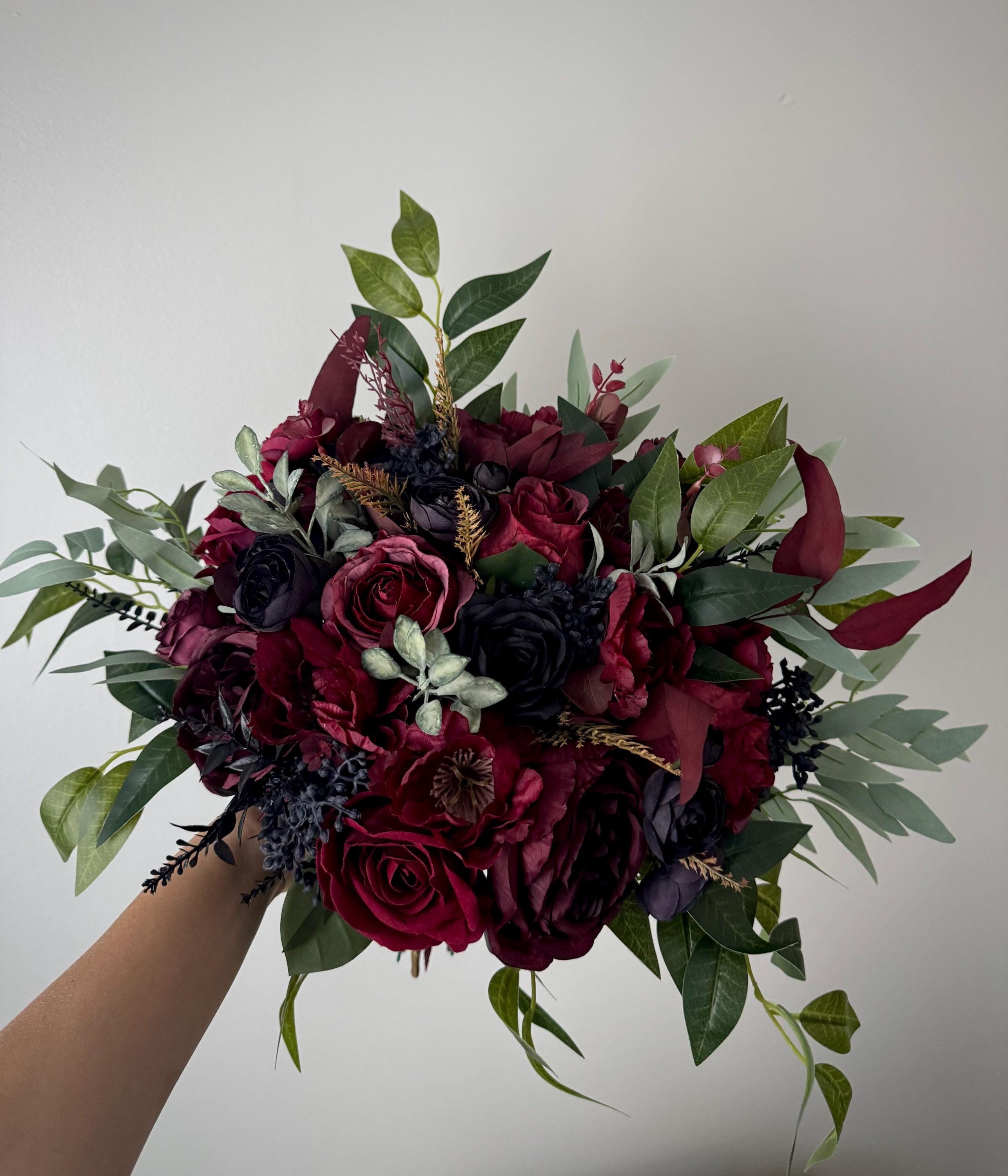 結婚式ブーケ　ウエディングブーケ　バーガンディブーケ ブラックバーガンディブーケ、バーガンディブラックウェディング