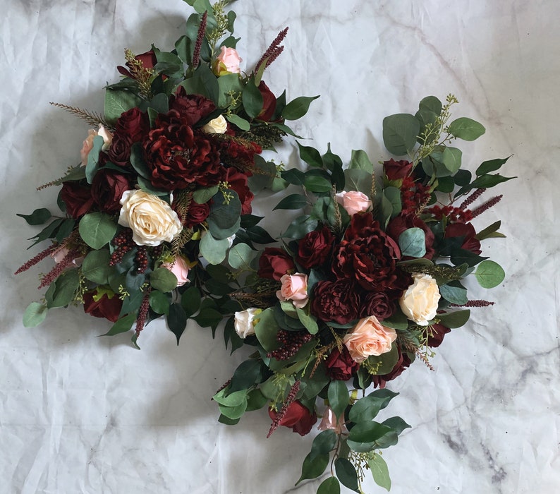 Tie Wedding Arch Arrangement Arbor Ties Arrangements Burgundy Etsy