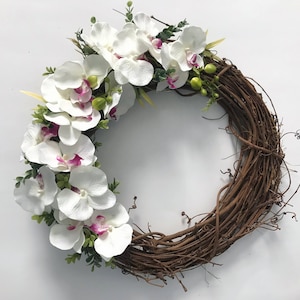 Orchid Spring Summer Door Wreath Floral Roses Wreaths Handmade 18&quot; Burlap Artificial Flowers Home sweet home