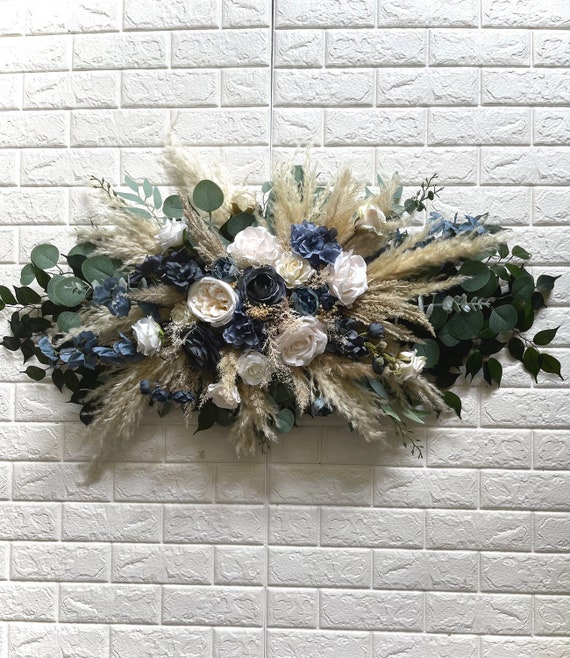 Ghirlanda di pampas, stile bohémien, decorazione circolare con erba, ghirlanda di foglie, decorazione per la casa, per interni e eventi