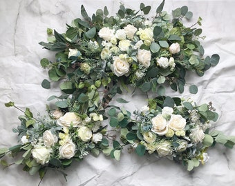 Wedding Arch Arrangement Arbor Arrangements White Flowers Eucalyptus Wedding White Green Package Artificial Faux Flowers Wedding Decor