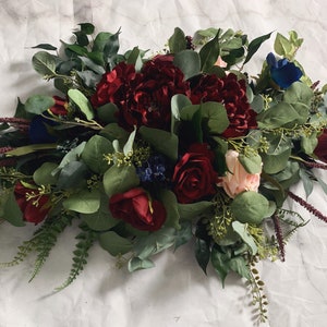Burgundy Wedding Table Centerpiece Sweetheart Table Centerpiece Burgundy Navy Eucalyptus Faux Flowers Burgundy Maroon Flowers