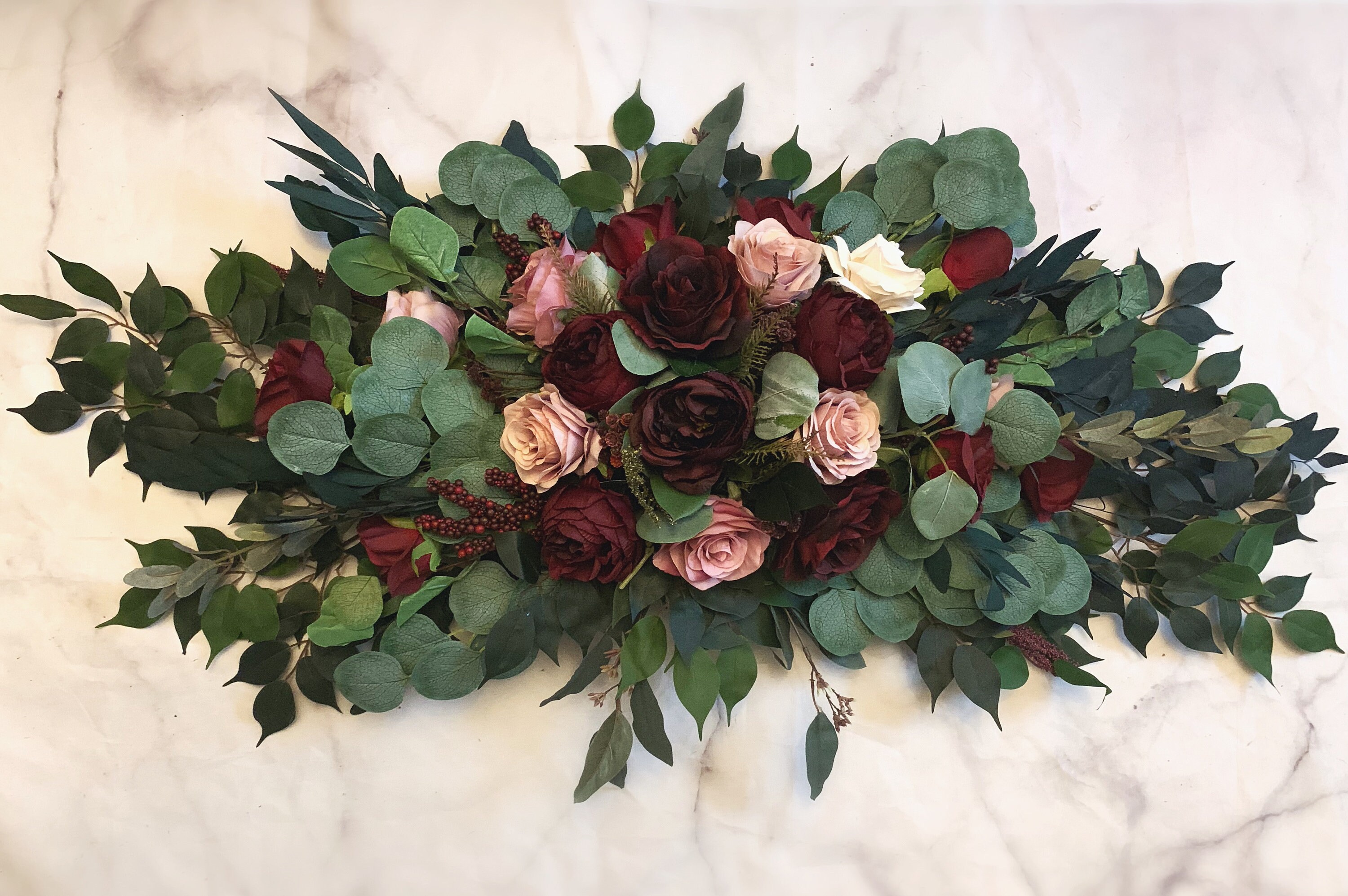 Tie Wedding Arch Arrangement Arbor Ties Arrangements Burgundy Etsy