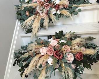 Wedding Arch Blush Wedding Pampas Arch Arrangement Arbor White Blush Flowers Eucalyptus Wedding White Green Artificial Flowers Dusty Rose