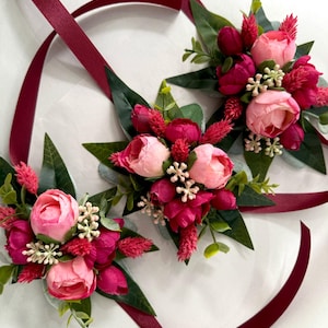 Hot pink Corsages Boutonnieres Head Bands Pocket boutonniere