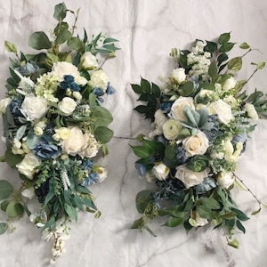Wedding Arch Arrangement Arbor Arrangements White Dusty Blue Flowers Eucalyptus Wedding Steel Blue Artificial Faux Flowers Wedding Decor
