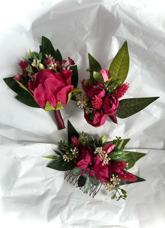 Boutonniere Corsage Fuchsia Viva Magenta Hot Pink Deep Pink