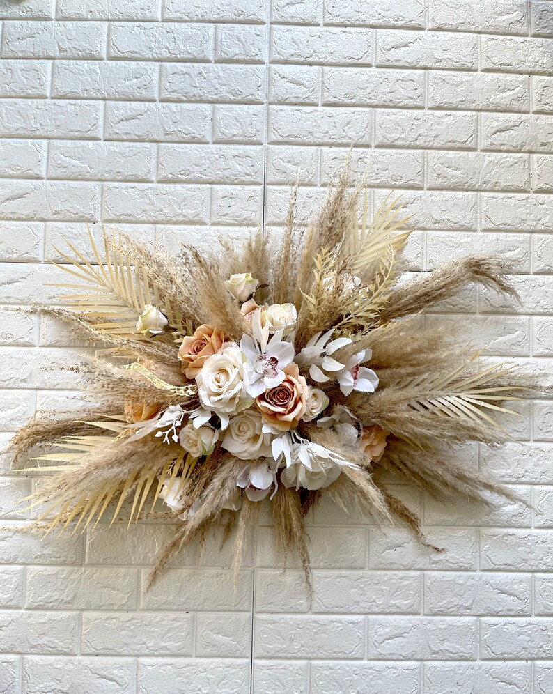 BOHO Pampas Grass Wedding Arch Arrangement Rustic Arbor Etsy