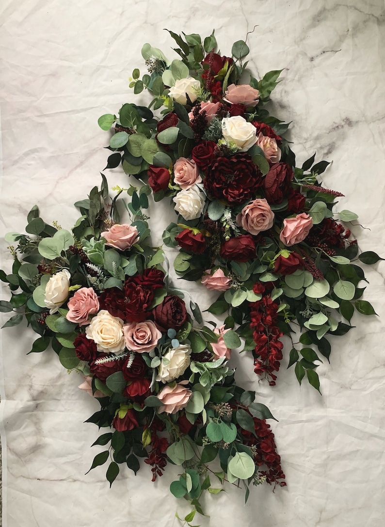 Tie Wedding Arch Arrangement Arbor Ties Arrangements Burgundy Etsy