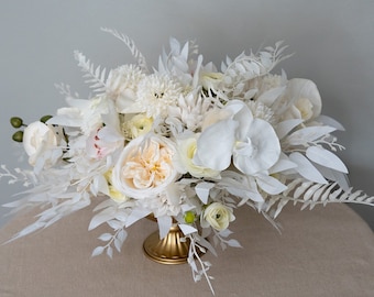 Centrepiece White Ivory Boho Pampas Grass Wedding Centrepieces Ivory White Arbor Arrangements White Flowers Wedding White Wedding Decor