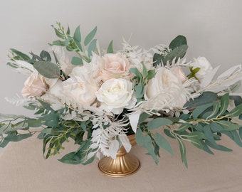 Centrepiece White Ivory Blush Pale Pink Boho Dusty Rose Wedding Centrepieces Ivory White Arrangements White Flowers Wedding Wedding Decor