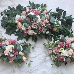 Mauve Arch Wedding Arch Arrangement Arbor Arrangements Mauve Dusty Rose Flowers Eucalyptus Wedding White Artificial Flowers Wedding Decor