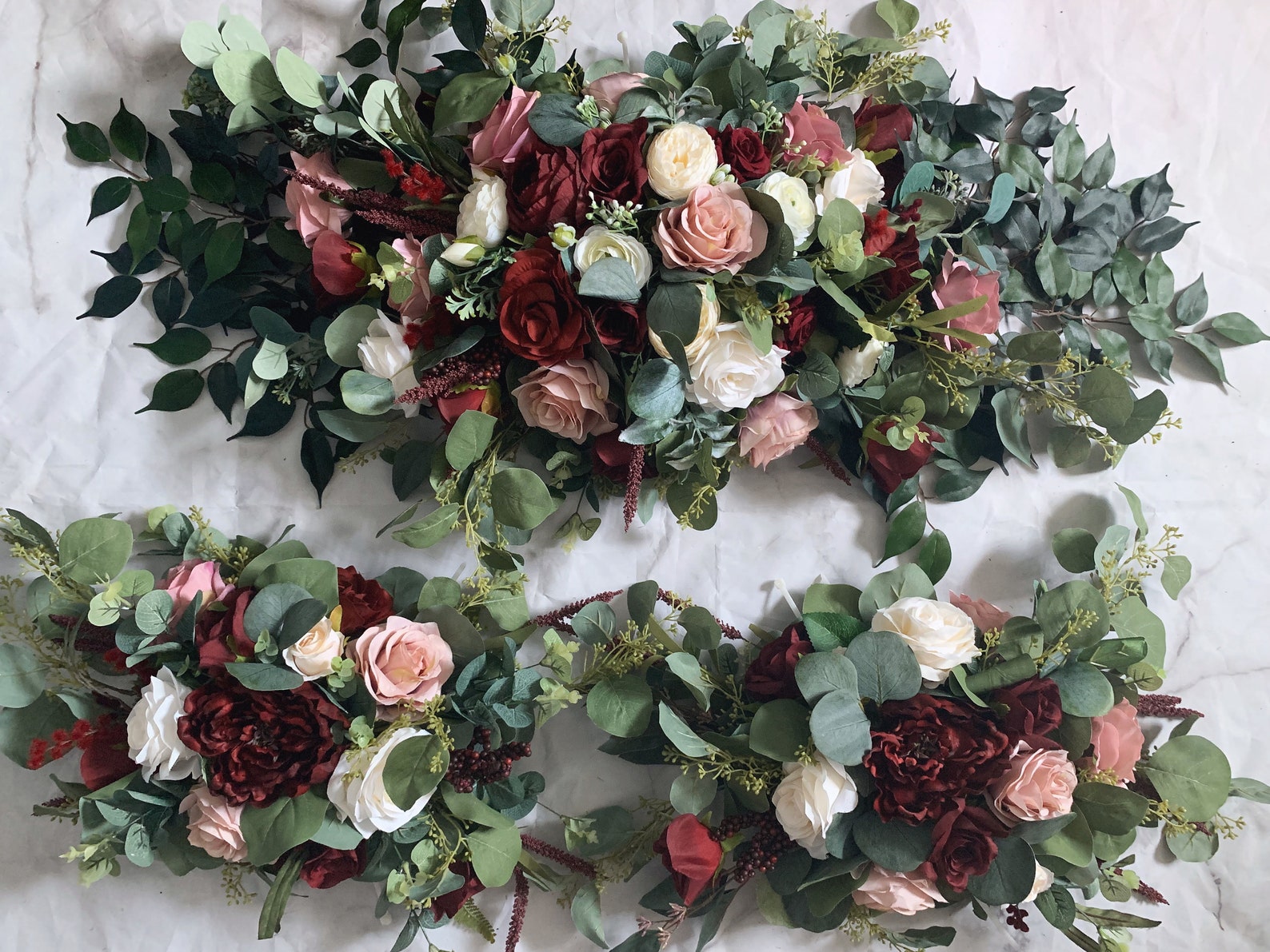 Tie Wedding Arch Arrangement Arbor Ties Arrangements Burgundy Etsy