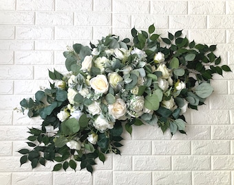 Wedding Corner Arch Arrangement Arbor Arrangements White Flowers Eucalyptus Wedding White Green Arch Corner Piece Flowers Wedding Decor