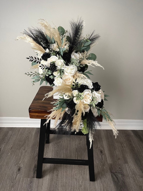 Erba Di Pampa Finta Nera Alta 110 Cm - 8 Pezzi, 18 Rami Ciascuno, Decorazione Bohémien Per Casa, Matrimoni, Soggiorno
