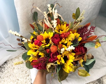 Wedding Bouquet Sunflowers Sunflower Bouquet Fall Wedding Package Handmade Artificial Faux Flowers Wedding Decor