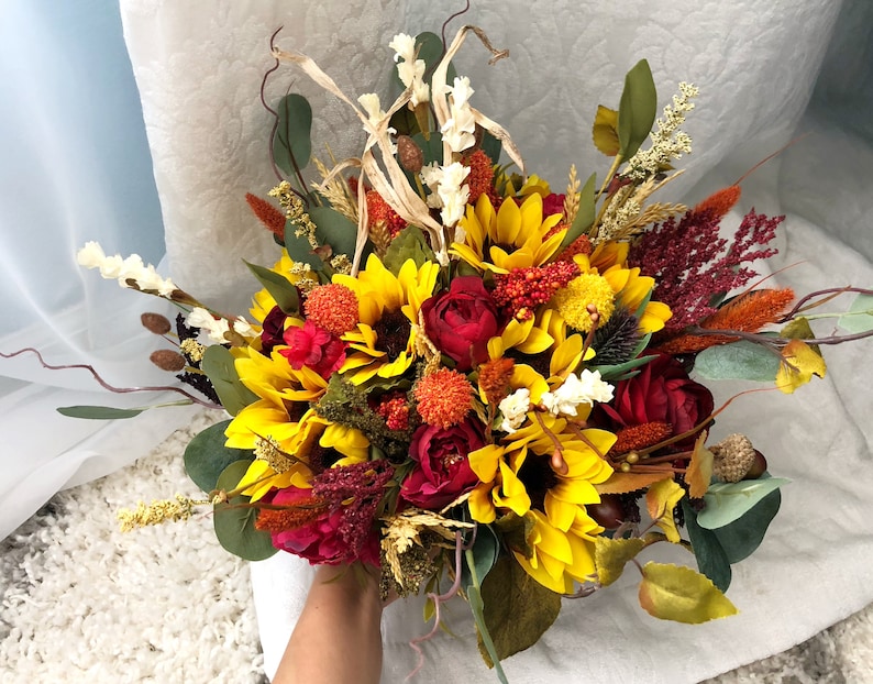 Fall Bridal Bouquets With Sunflowers