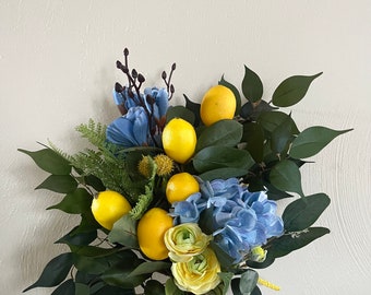 Amalfi Coast Wedding Arch Arrangement Lemon and Blue Wedding Decor