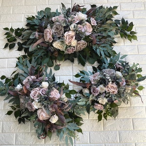 Lavender Grey Wedding Arch Arrangement Arbor Arrangements Purple Gray Lavender Eucalyptus Wedding Maroon Package Faux Flowers Wedding Decor