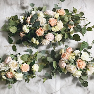 Wedding Arch Arrangement Arbor Arrangements White Dusty Blue Flowers Eucalyptus Wedding Steel Blue Artificial Faux Flowers Wedding Decor