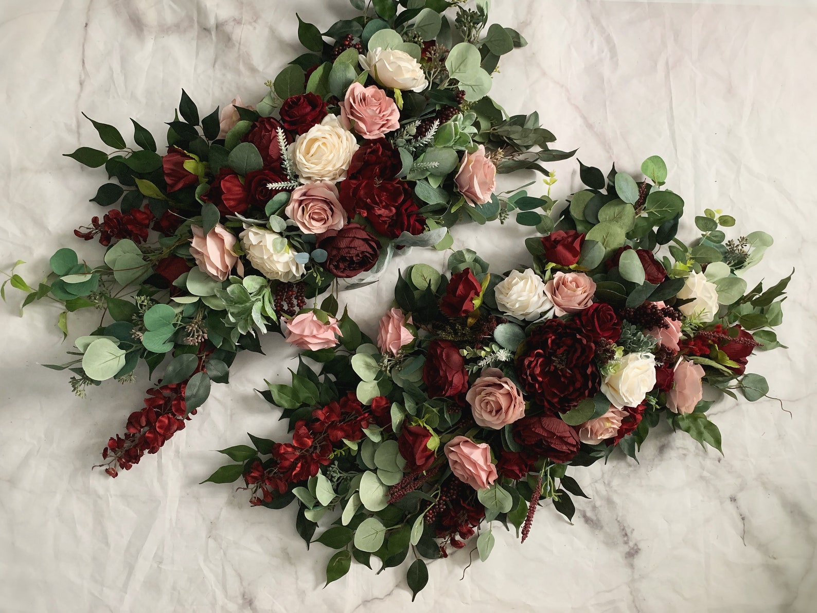 Tie Wedding Arch Arrangement Arbor Ties Arrangements Burgundy Etsy