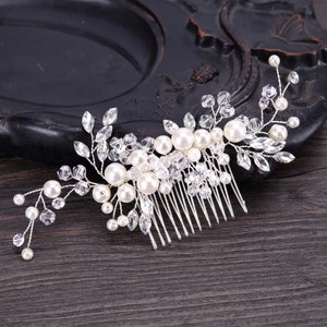 Boda peluquería peine Pin accesorios de pelo joyería novia perlas de pelo cristal corona corona corona de la novia