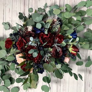 Wedding Arch Arrangement Arbor Arrangements Burgundy Navy Red Eucalyptus Wedding Maroon Package Artificial Faux Flowers Wedding Decor