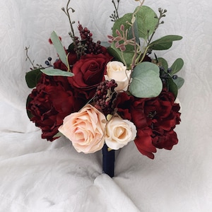 Boho Wedding Bouquet Burgundy Navy Eucalyptus Wedding Maroon Bouquet Deep Red Flowers Blush Cream Navy Flowers Wedding Style Dusty Rose