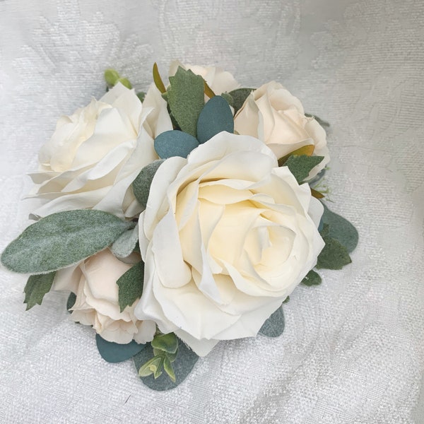 Ivory & White Wedding Cake Decoration Cake Arrangement Topper Artificial Flowers Wedding Flowers Ivory Cream Wedding Floral Cake Topper