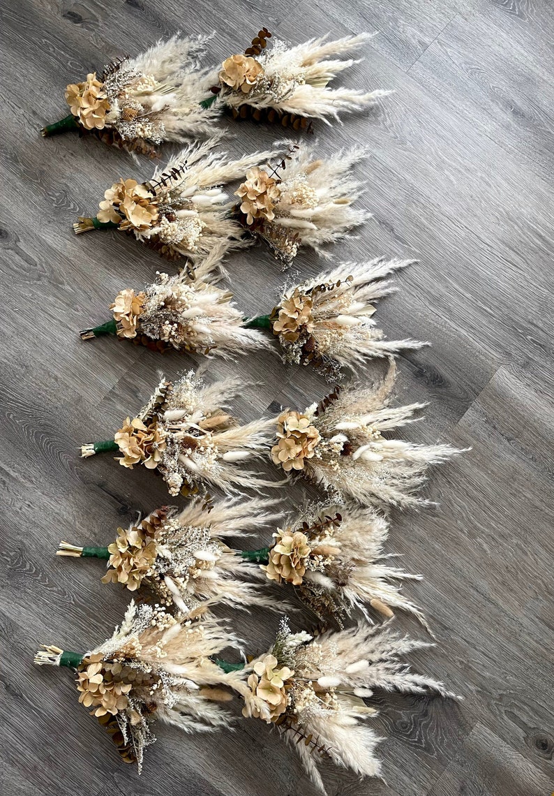 Rust Pew Decor Aisle Flowers Boho Pampas Grass Palm Leaves Wedding Aisle Marker Rust Flowers Eucalyptus Wedding White Green Decor image 1