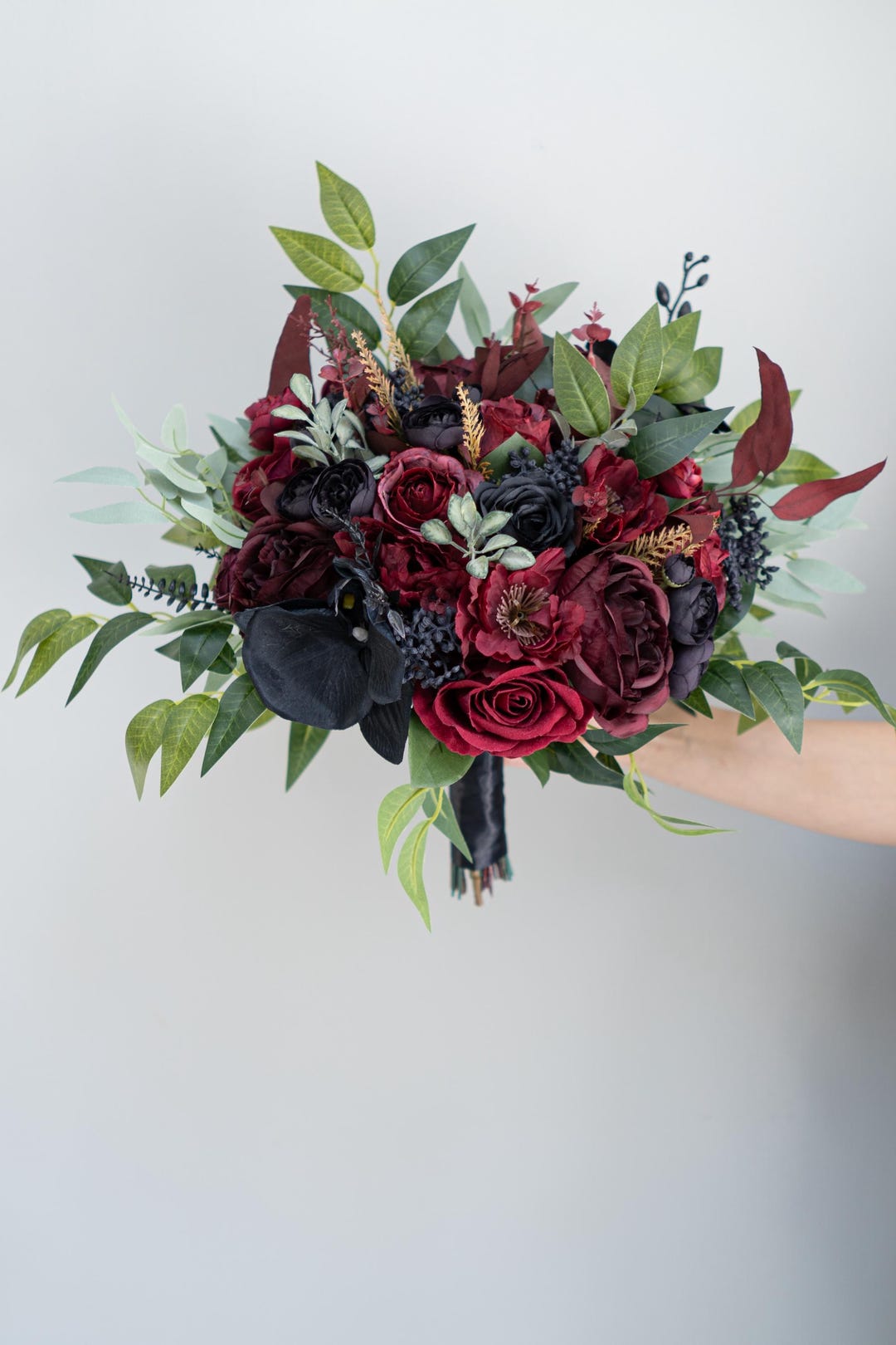 【お値下中】結婚式ブーケ　ウエディングブーケ　バーガンディブーケ ブラックバーガンディブーケ、バーガンディブラックウェディング