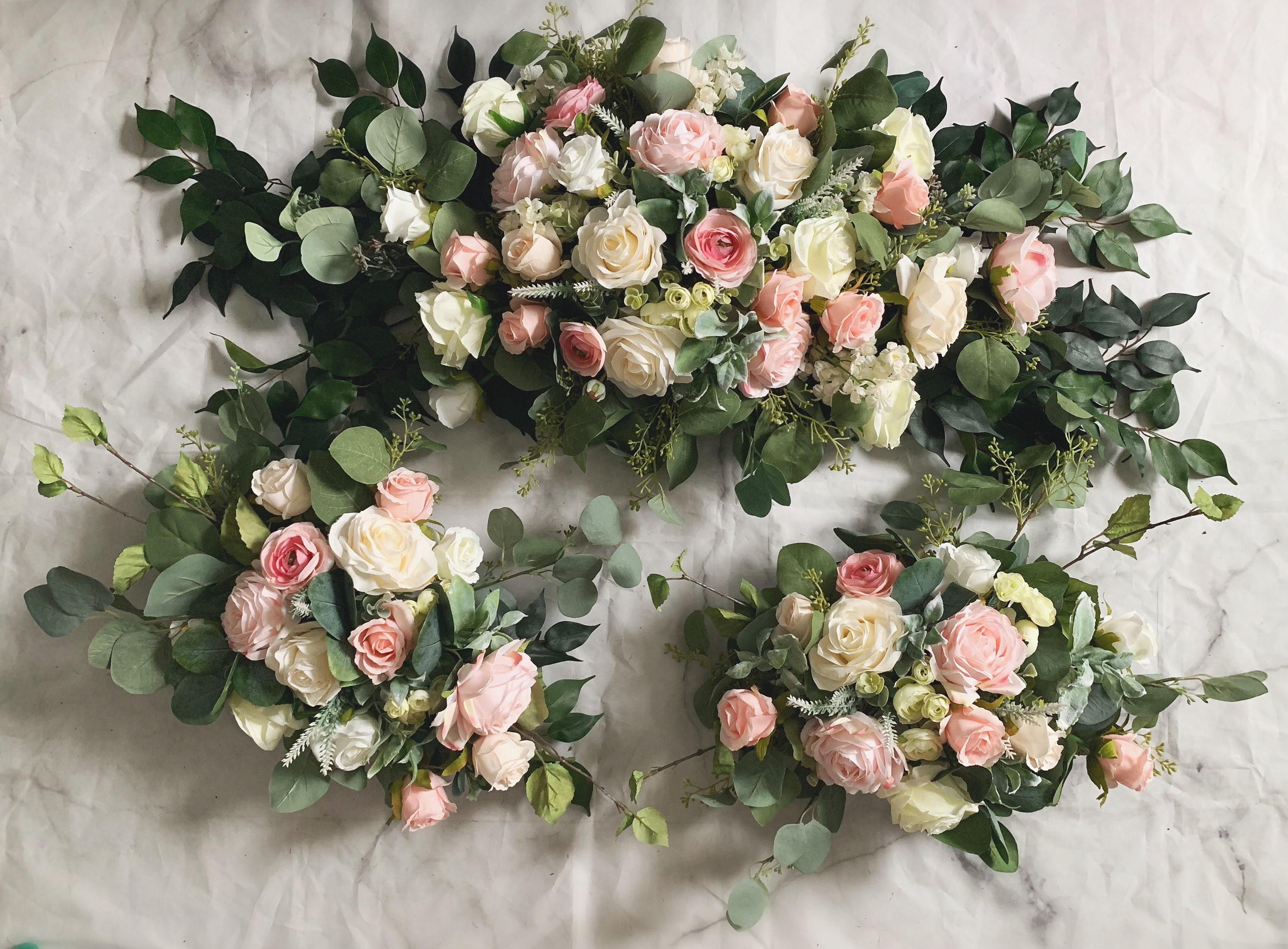 Blush Hochzeit Bogen Arrangement Arbor Arrangements Weiß Blush Blumen Eukalyptus Hochzeit Weiß Grün Kunstblumen Hochzeit Dekor