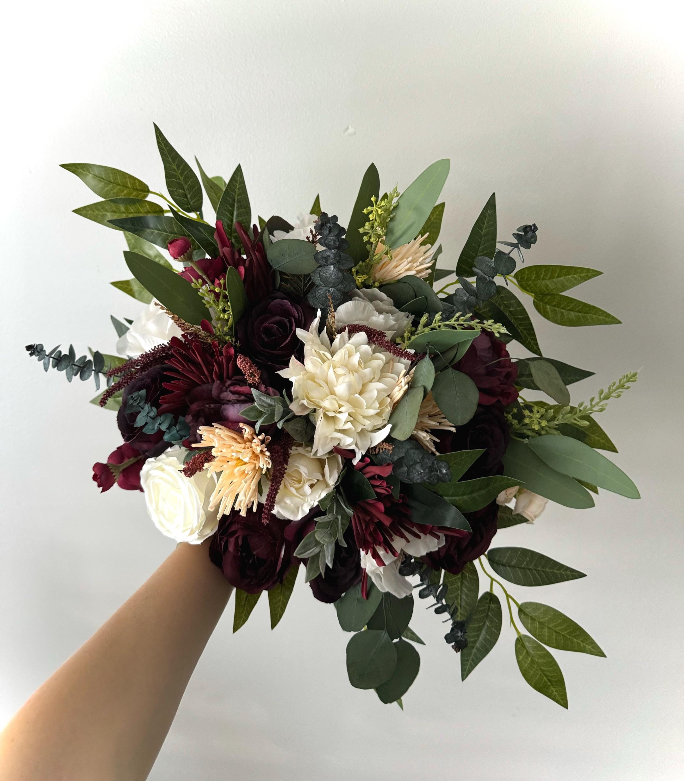 Dahlias Wedding Bouquet Burgundy Eucalyptus Moms Wedding Maroon Bouquet Dahlias Wedding Bouquet Burgundy Eucalyptus Moms Wedding Maroon Bouquet