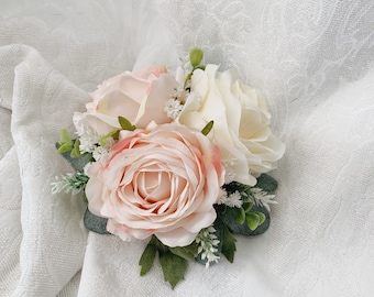 Blush & White Wedding Cake Decoration Cake Arrangement Topper Artificial Flowers Wedding Flowers Peach Cream Wedding Floral Cake Topper