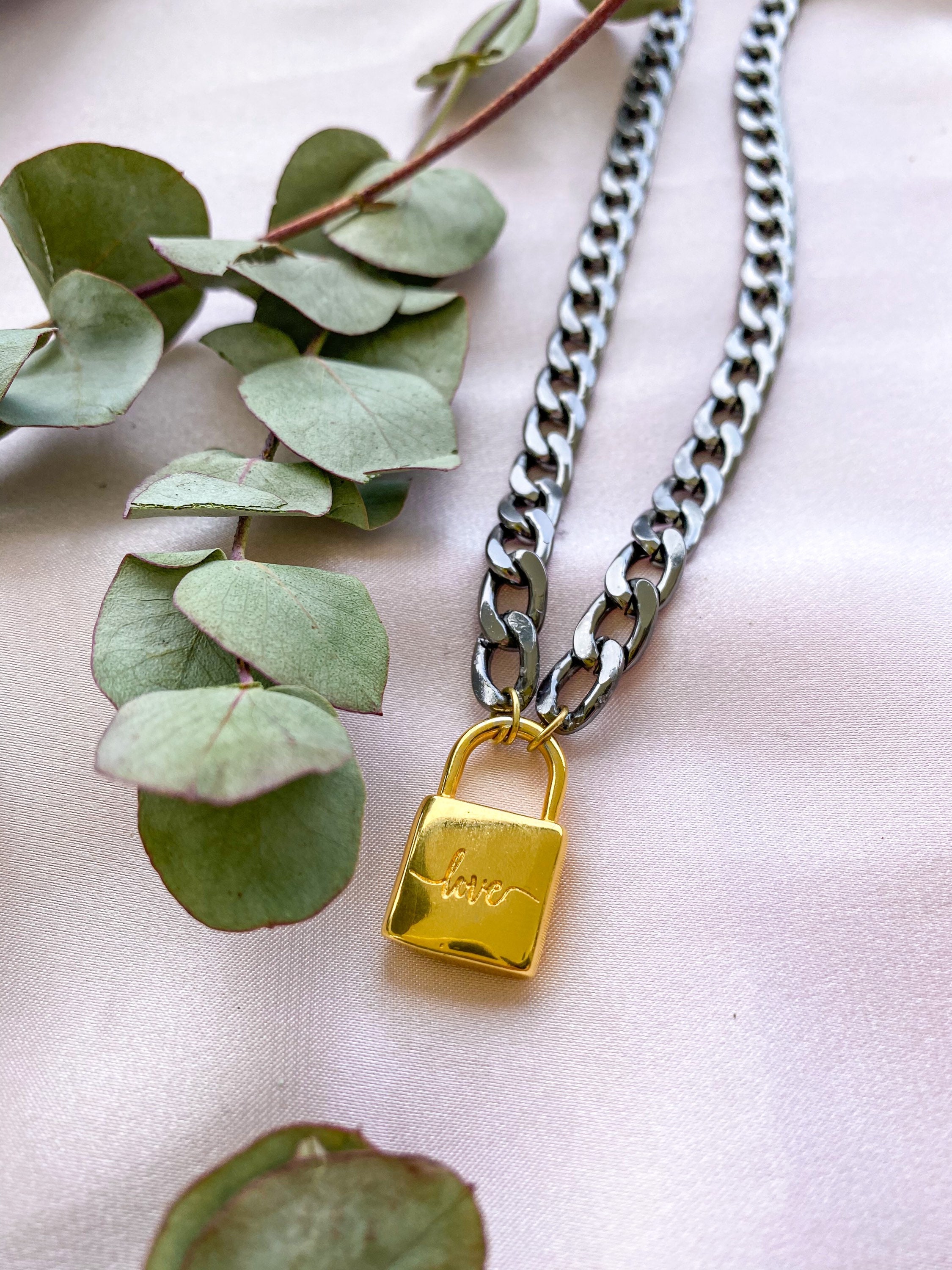 Collar/ Collar Lock / Collar de acero inoxidable Etsy