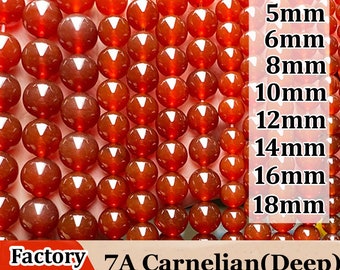 7A Natural Carneline Smooth Round Beads 4mm 5mm 6mm 8mm 10mm 12mm 14mm 16mm 18mm For Choices, 1 Strand 15''
