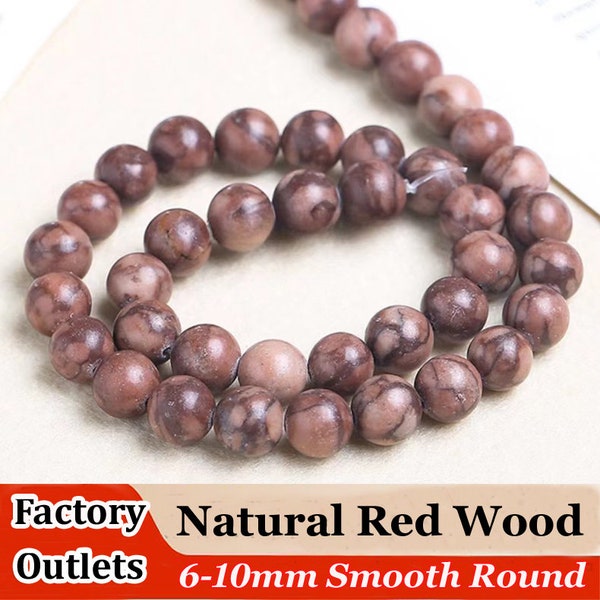 Natural Wood Jasper Round Beads 4mm 6mm 8mm 10mm 12mm For Choices, 1 Strand 15''