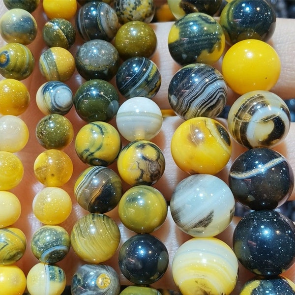 15.5'' Natural Yellow Sardonyx Agate Round Beads 6mm 8mm 10mm For Choices, 1 Strand