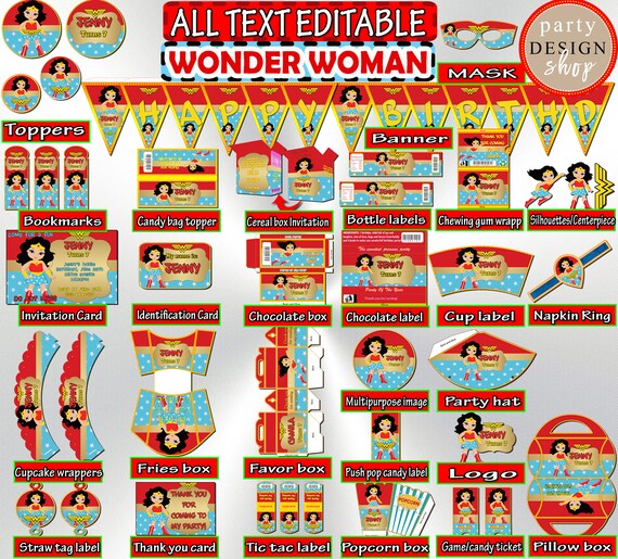 Wonder Woman Birthday Party Decoration Kit Birthday Bundle Etsy