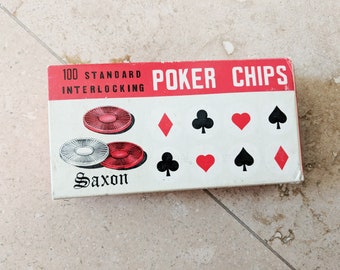 Saxon Poker Chips Vintage, Red Blue White Betting Game