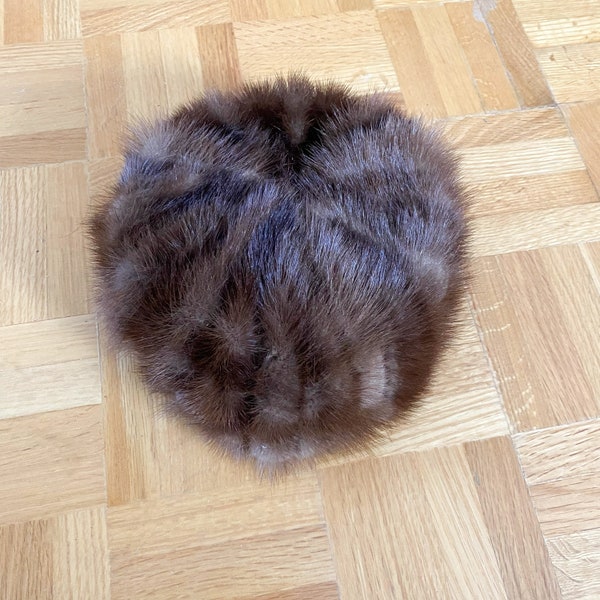 Vintage Mink Fur Hat, Sable Coloured Animal Fur Winter Cap, Women's Winter Accessory