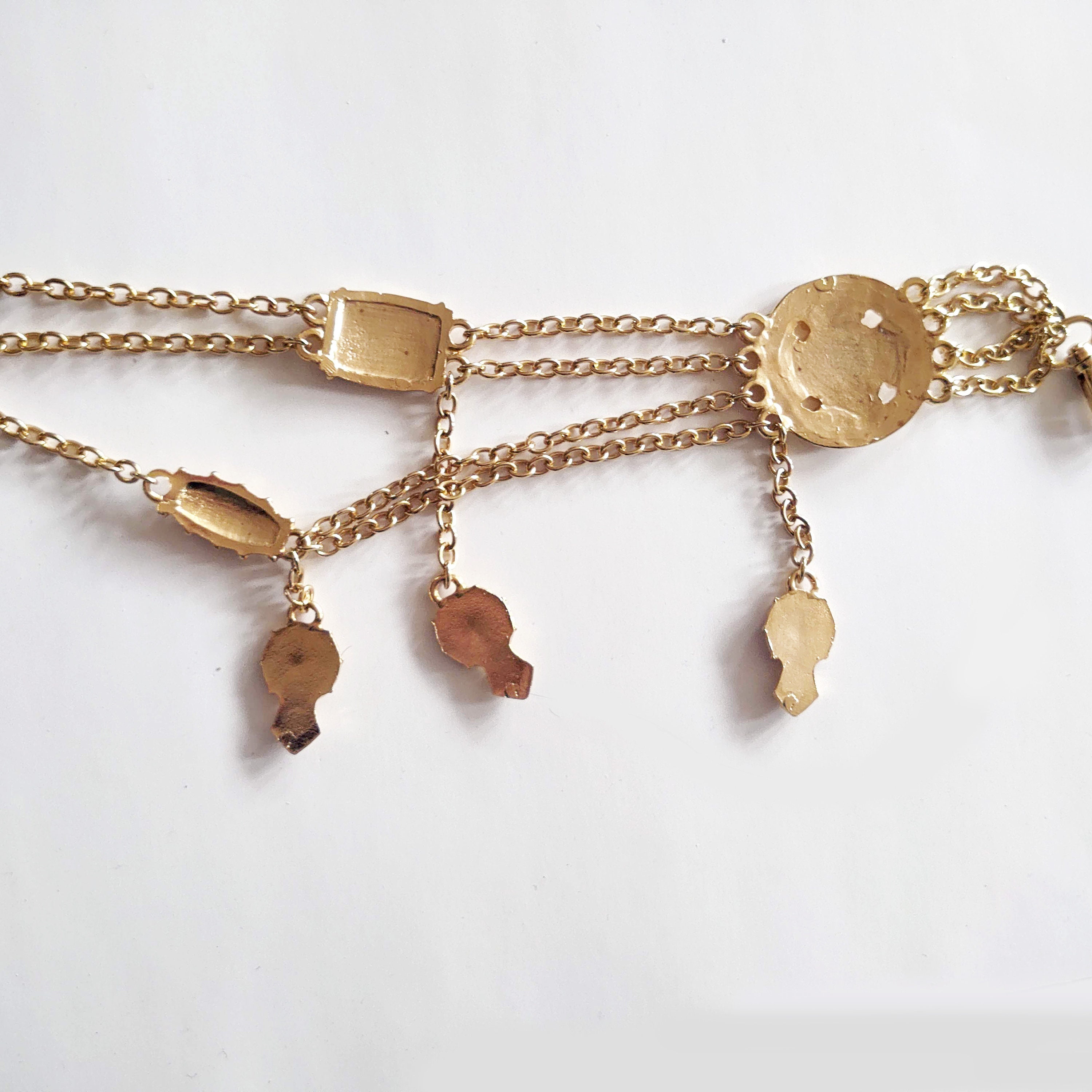 Brown Braided Leather Belt With Gold Chains, Gold Coin Charm  display picture 2