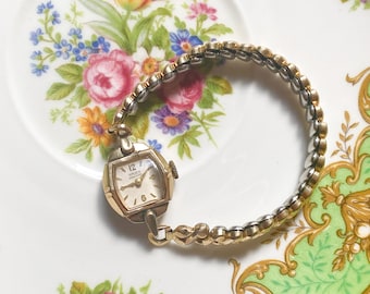 Gruen Precision 10kt Gold Filled Women&#39;s Wrist Watch Thin Bracelet 17 Jewel Movement