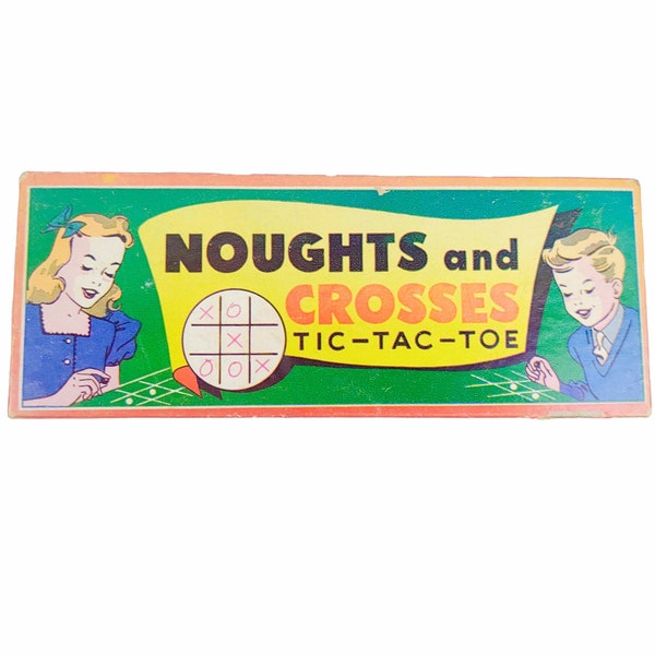 Vintage Naughts en Crosses Bordspel met knikkers, Tic-Tac-Toe