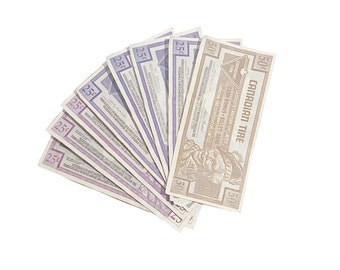 Vintage Canadian Tire Money, 25 & 50 Cents Lot of 8