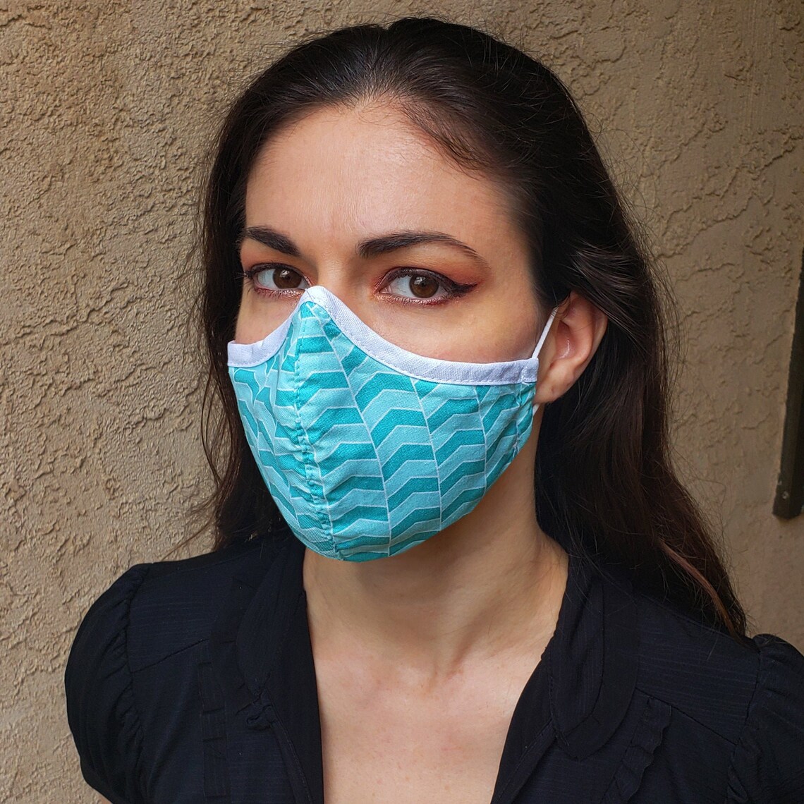 Turquoise Chevron Mask Reusable Washable Cotton Face Mask Etsy UK
